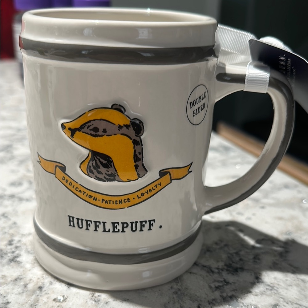 Rae Dunn Harry Potter-Hufflepuff House Double Sided Ceramic Mug (NWT)